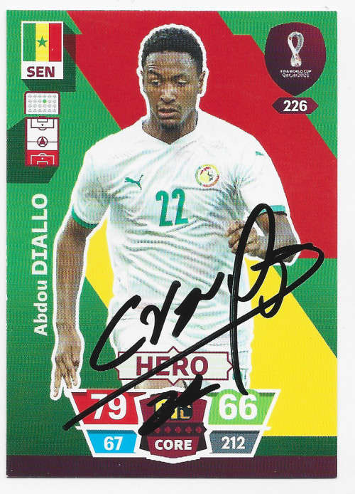 ABDOU DIALLO (Senegal) - PANINI `FIFA WORLD CUP 2022` QATAR - Personally SIGNED TRADING CARD