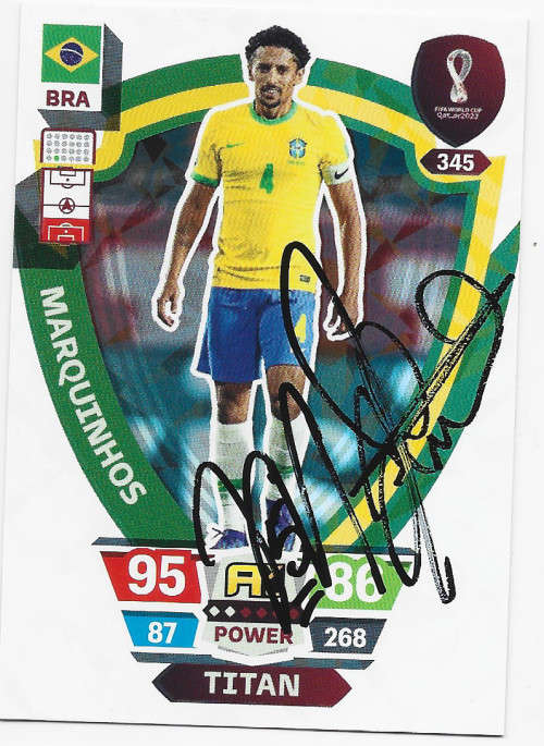 MARQUINHOS (Brazil) - PANINI `FIFA WORLD CUP 2022` QATAR - Personally SIGNED TRADING CARD