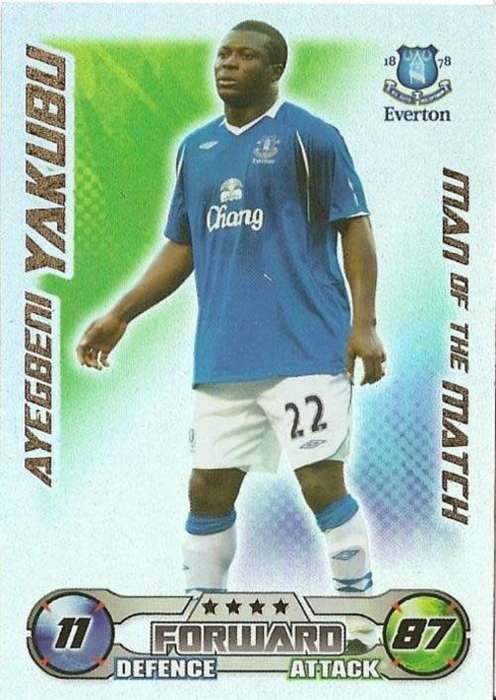 YAKUBU - TOPPS`MATCH ATTAX` 2008/09 - FOIL `M/MATCH` TRADING CARD