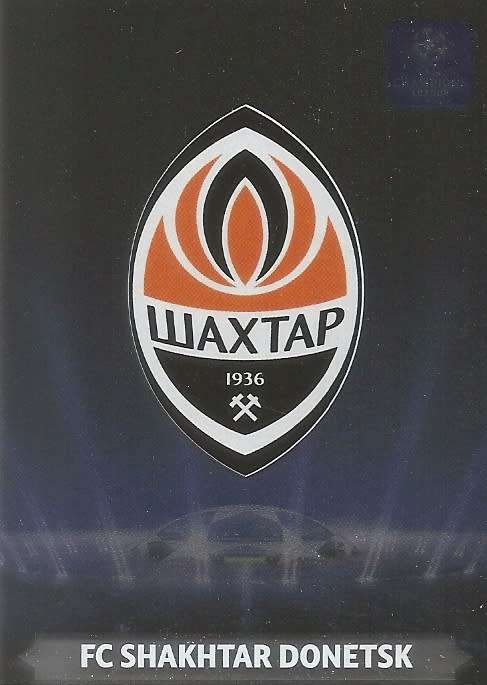 FC SHAKHTAR DONETSK - PANINI `CHAMPIONS LEAGUE` 2013/2014 - FOIL `CLUB BADGE` TRADING CARD