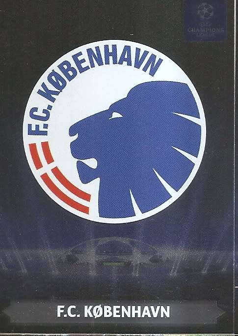 FC KOBENHAVN - PANINI `CHAMPIONS LEAGUE` 2013/2014 - FOIL `CLUB BADGE` TRADING CARD