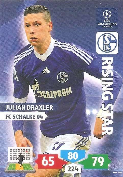 JULIAN DRAXLER (Schalke) - PANINI `CHAMPIONS LEAGUE` 2013/14 - `RISING STAR` TRADING CARD