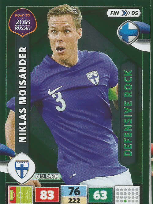 NIKLAS MOISANDER - PANINI `Road to WORLD CUP 2018` - `DEFENSIVE ROCK`  FOIL TRADING CARD