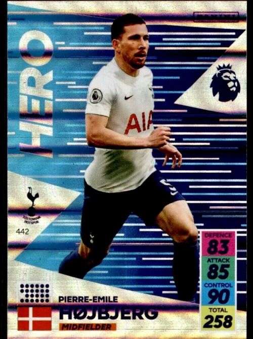 PIERRE E. HOJBJERG - PANINI Adrenalyn EPL 2021/2022 - PLATINUM FOIL `HERO` TRADING CARD 442
