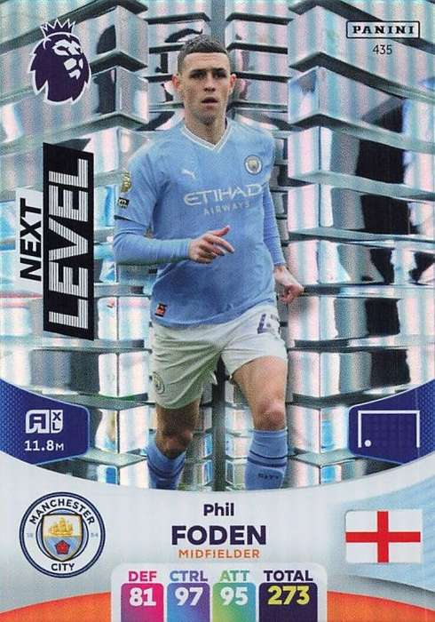 PHIL FODEN - PANINI English Premier League 2023/24 -FOIL `NEXT LEVEL` TRADING CARD 435