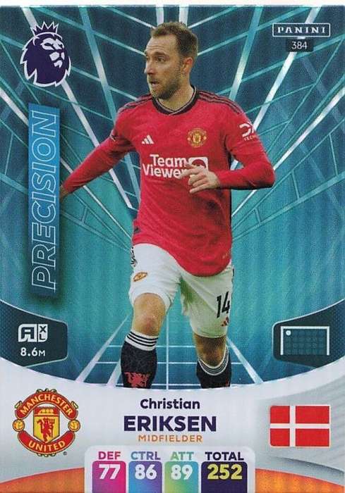 CHRISTIAN ERIKSEN - PANINI English Premier League 2023/24 -FOIL `PRECISION` TRADING CARD 384