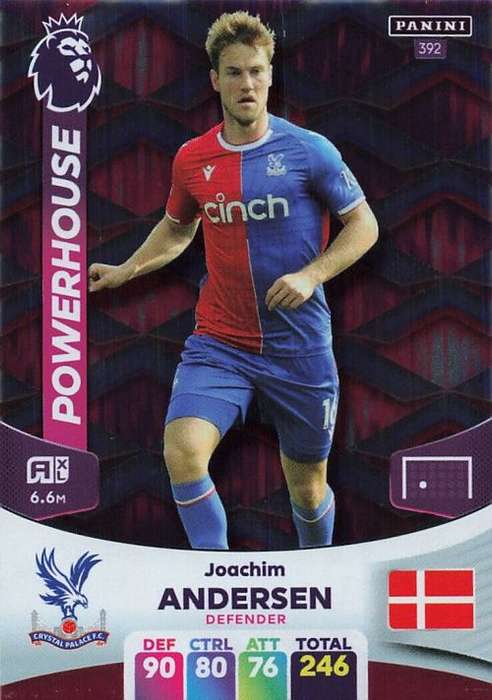 JOACHIM ANDERSEN - PANINI English Premier League 2023/24 -FOIL `POWERHOUSE` TRADING CARD 392
