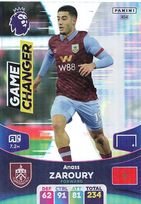 ANASS ZAROURY - PANINI English Premier League 2023/24 -FOIL `GAME CHANGER` TRADING CARD 454