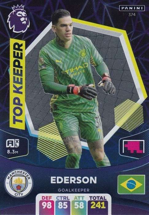 EDERSON - PANINI English Premier League 2023/24 -FOIL `TOP KEEPER` TRADING CARD 374