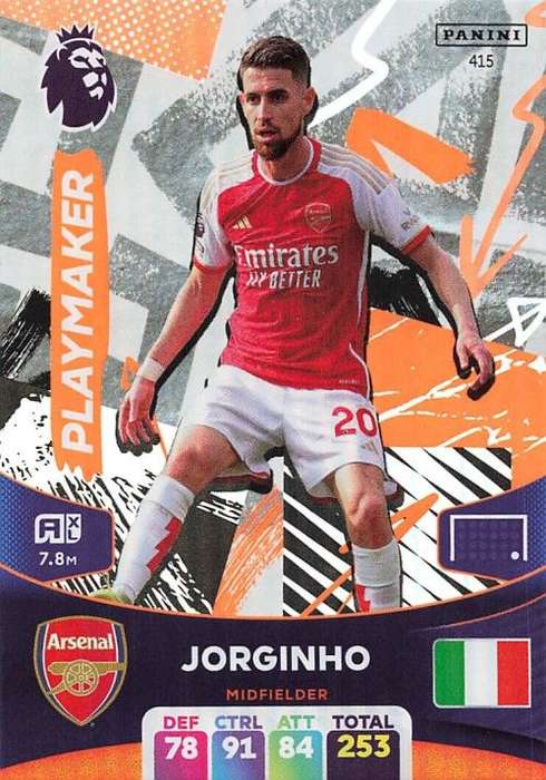 JORGINHO - PANINI English Premier League 2023/24 -FOIL `PLAYMAKER` TRADING CARD 415