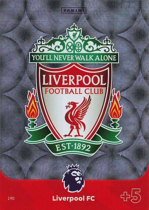 LIVERPOOL FC - PANINI English Premier League 2023/24 -FOIL `CLUB BADGE` TRADING CARD 190
