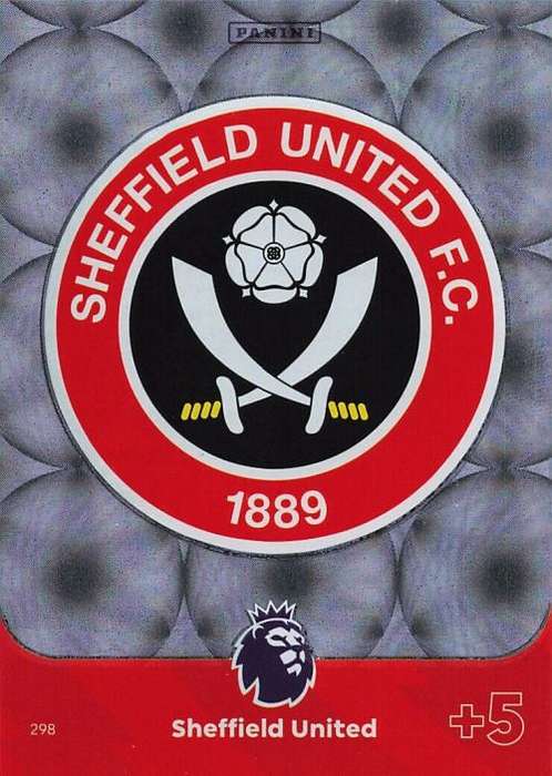 SHEFFIELD UNITED - PANINI English Premier League 2023/24 -FOIL `CLUB BADGE` TRADING CARD 298