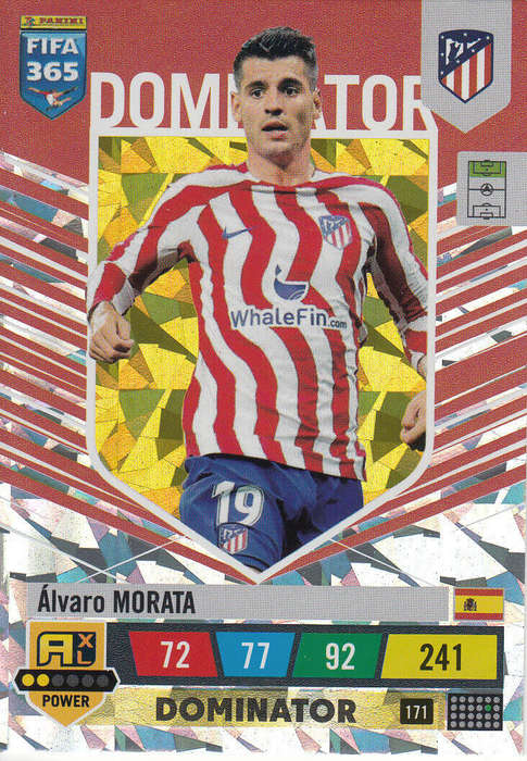 ALVARO MORATA - PANINI `FIFA 365 COLLECTION` 2023 - `DOMINATOR` FOIL TRADING CARD 171