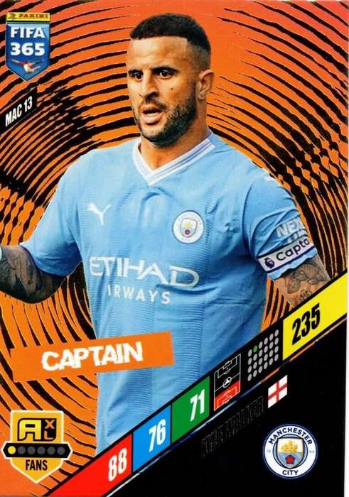 KYLE WALKER - PANINI `FIFA 365 COLLECTION` 2024 - `CAPTAIN` FOIL TRADING CARD MAC13