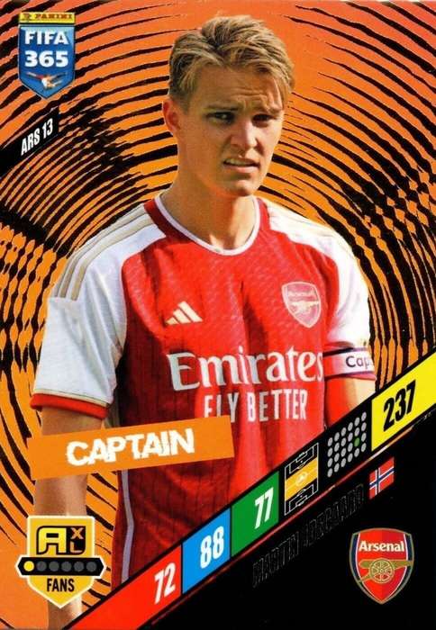 MARTIN ODEGAARD - PANINI `FIFA 365 COLLECTION` 2024 - `CAPTAIN` FOIL TRADING CARD ARS13