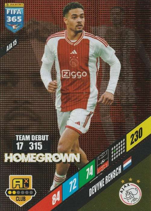 DEVYNE RENSCH - PANINI `FIFA 365 COLLECTION` 2024 - `HOMEGROWN` FOIL TRADING CARD AIA15