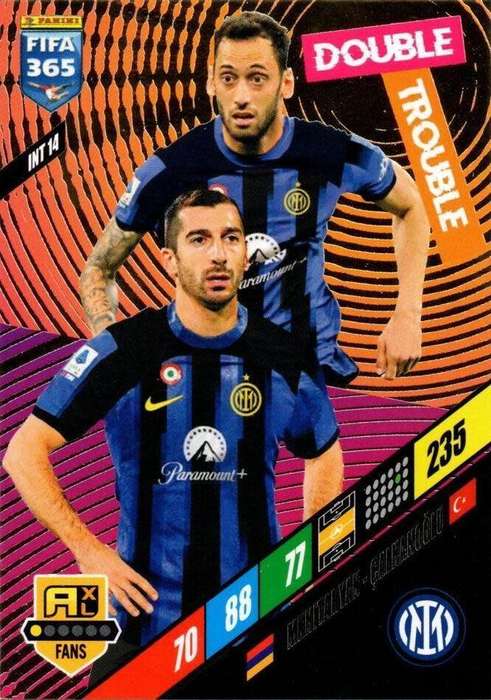 INTERNAZIONALE - PANINI `FIFA 365 COLLECTION` 2024 - `DOUBLE TROUBLE` FOIL TRADING CARD INT14