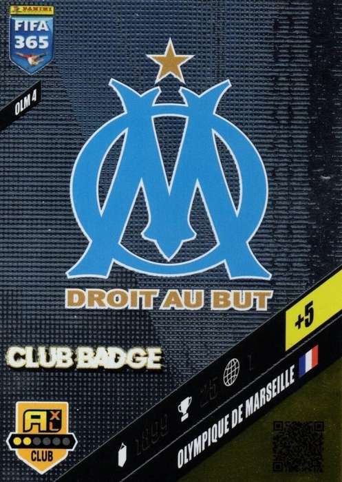 MARSEILLE - PANINI `FIFA 365 COLLECTION` 2024 - `CLUB CREST` FOIL TRADING CARD OLM4