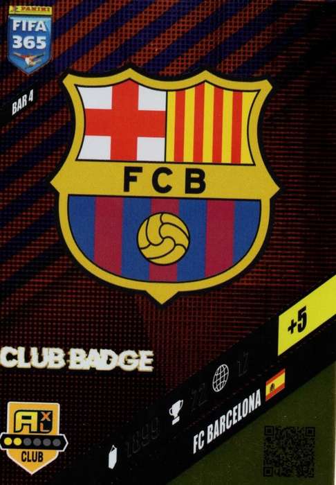 BARCELONA - PANINI `FIFA 365 COLLECTION` 2024 - `CLUB CREST` FOIL TRADING CARD BAR44