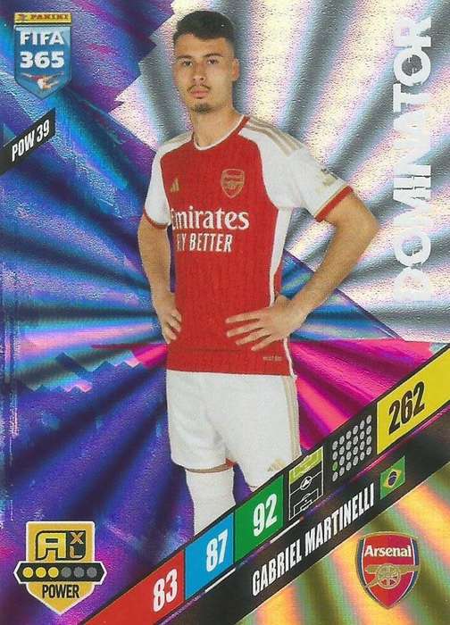 GABRIEL MARTINELLI - PANINI `FIFA 365 COLLECTION` 2024 - `DOMINATOR` FOIL TRADING CARD POW39