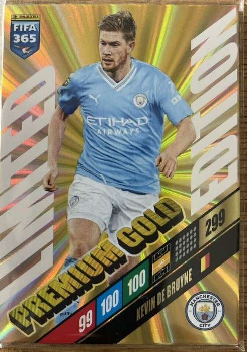 KEVIN DE BRUYNE - PANINI `FIFA 365 COLLECTION` 2024 - PREMIUM GOLD`LIMITED EDITION`  TRADING CARD