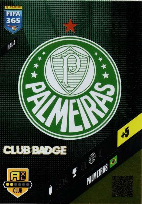 PALMEIRAS - PANINI `FIFA 365 COLLECTION` 2024 - `CLUB CREST` FOIL TRADING CARD PAL4