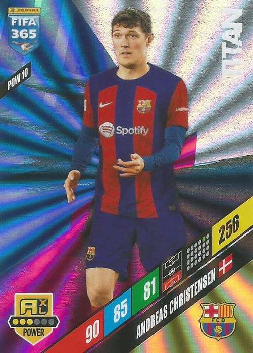 ANDREAS CHRISTENSEN - PANINI `FIFA 365 COLLECTION` 2024 - `TITAN` FOIL TRADING CARD POW10