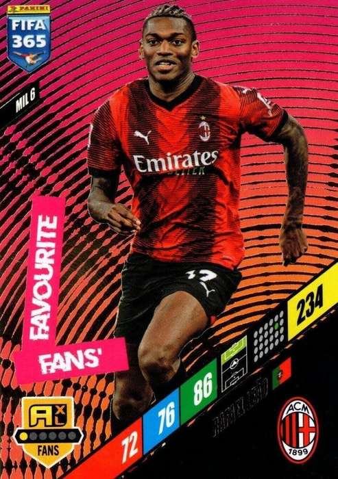 RAFAEL LEAO - PANINI `FIFA 365 COLLECTION` 2024 - `FANS FAVOURITE` FOIL TRADING CARD MIL6