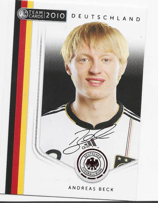 ANDREAS BECK (Germany) - PANINI `Germany W/Cup 2010`COLLECTION -  Printed `SIGNED`TRADING CARD