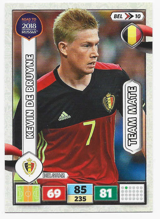 KEVIN DE BRUYNE - PANINI `Road to WORLD CUP 2018` - TEAM MATE TRADING CARD BEL10