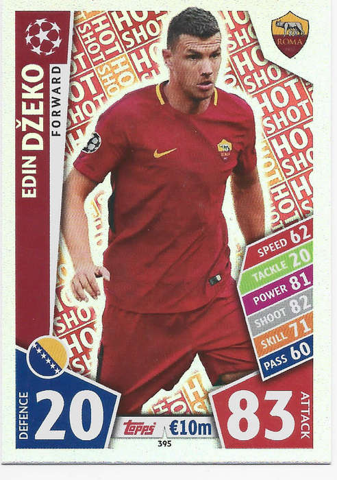 EDIN DZEKO - TOPPS CHAMPIONS LEAGUE 2017/18 -  `FORWARD` FOIL TRADING CARD 395
