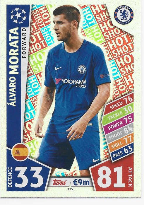 ALVARO MORATA - TOPPS CHAMPIONS LEAGUE 2017/18 -  `FORWARD` FOIL TRADING CARD 125