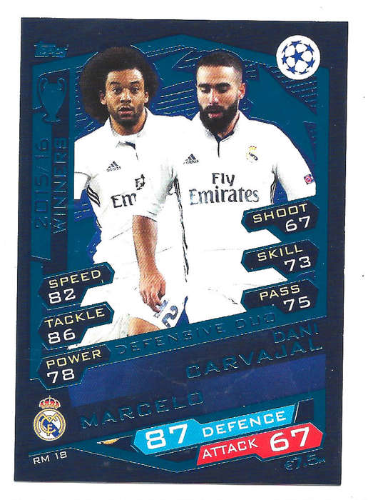 REAL MADRID - TOPPS `CHAMPIONS LEAGUE` 2016/17 -  `WINNERS 2015/16` FOIL TRADING CARD RM18