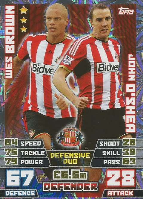 SUNDERLAND FC   - TOPPS `MATCH ATTAX EXTRA` 2015 - `DUO` FOIL TRADING CARD