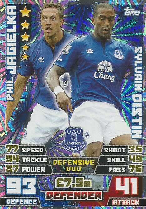 EVERTON FC   - TOPPS `MATCH ATTAX EPL` 2014/15 - `DUO` FOIL TRADING CARD