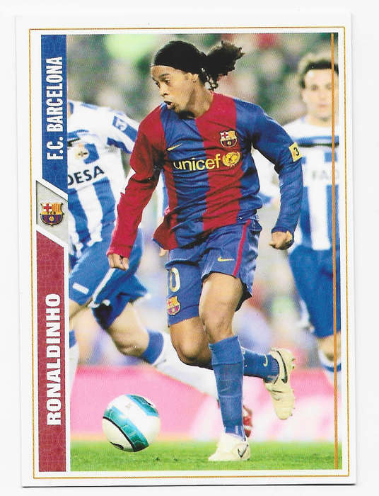 RONALDINHO (Barcelona) - MUNDI CROMO `SPAIN LA LIGA` 2007/08 - BASE TRADING CARD 48