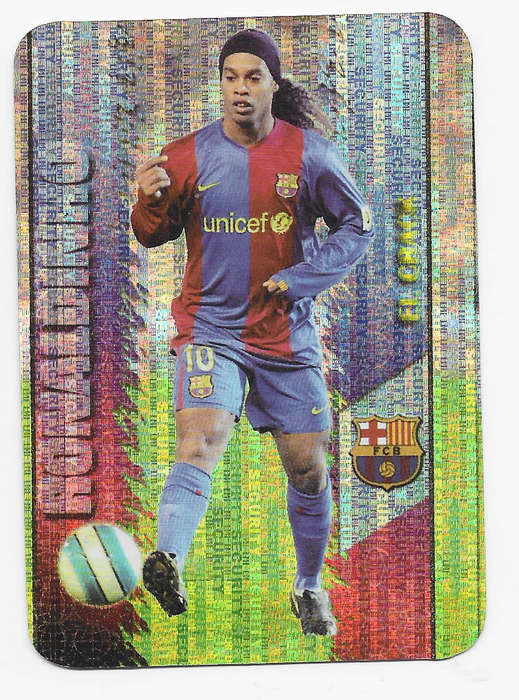 RONALDINHO (Barcelona) - MUNDI CROMO `SPAIN LA LIGA` 2007/08 - PARALLEL DIE CUT FOIL CARD