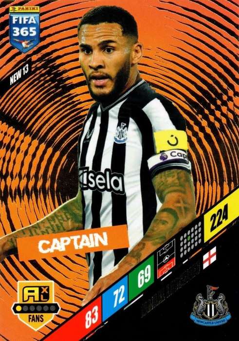 JAMAAL LASCELLES - PANINI `FIFA 365 COLLECTION` 2024 - `CAPTAIN` FOIL TRADING CARD NEW13