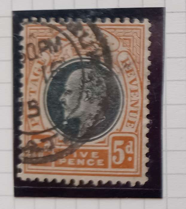 NATAL 1902/03 - SACC116 5d Black and Orange Stamp - Used