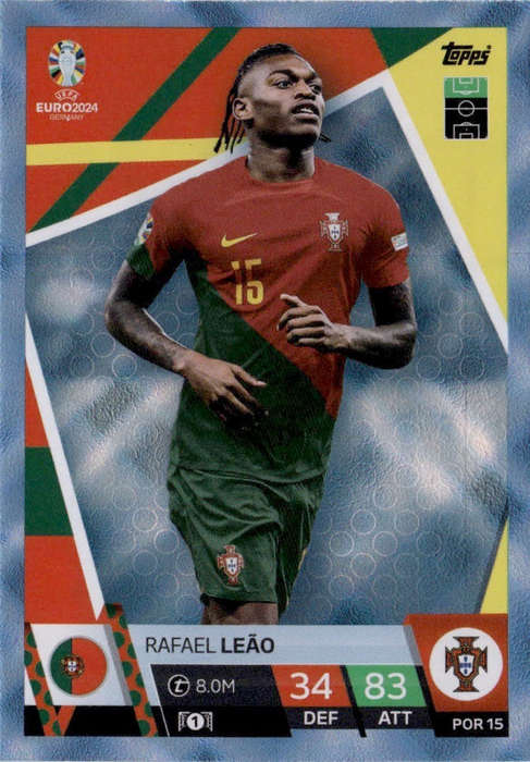 RAFAEL LEAO - Topps `UEFA EURO 2024` Collection - BLUE SAPHIRE Trading Card POR15