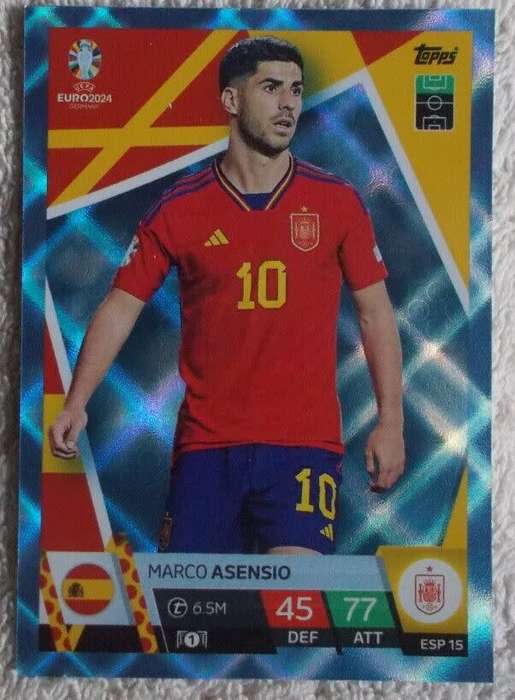 MARCO ASENSIO - Topps `UEFA EURO 2024` Collection - BLUE SAPHIRE Trading Card ESP15