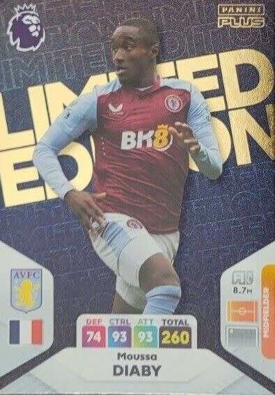 MOUSSA DIABY - PANINI English Premier League PLUS 2024 - RARE `LIMITED EDITION` TRADING CARD