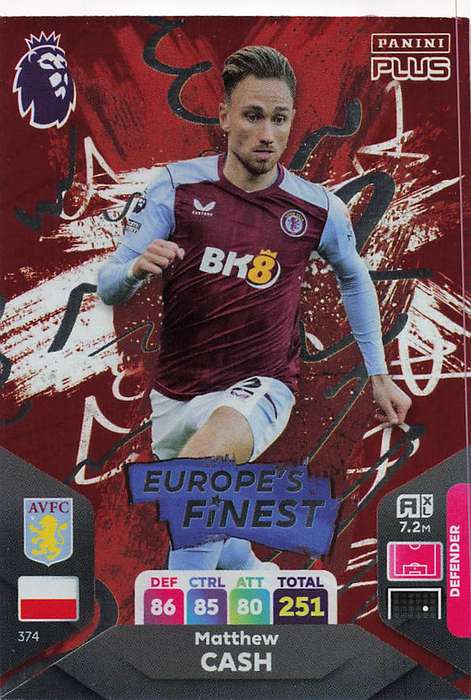 MATHEW CASH - PANINI E/Premier League PLUS 2024 -  FOIL `EUROPE`S FINEST` TRADING CARD 374