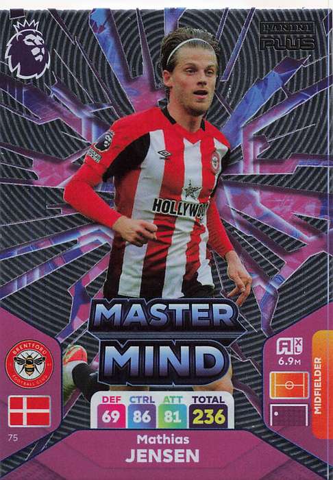 MATHIAS JENSEN - PANINI E/Premier League PLUS 2024 - FOIL `MASTERMIND` TRADING CARD 75