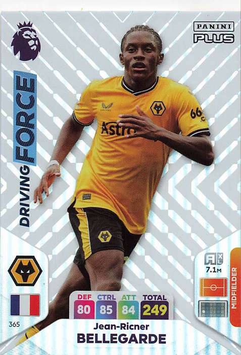 JEAN RICNER BELLEGARDE - PANINI E/Premier League 2024 -FOIL `DRIVING FORCE` TRADING CARD 365