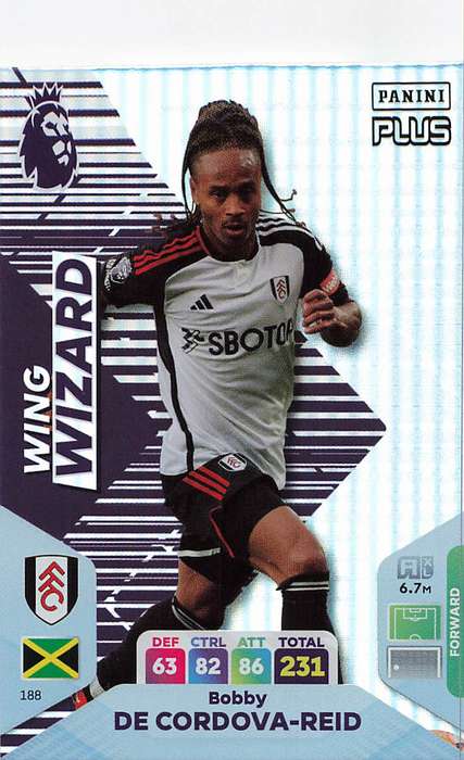 BOBBY DE CORDOV REID - PANINI E/Premier League 2024 -FOIL `WING WIZARD` TRADING CARD 188
