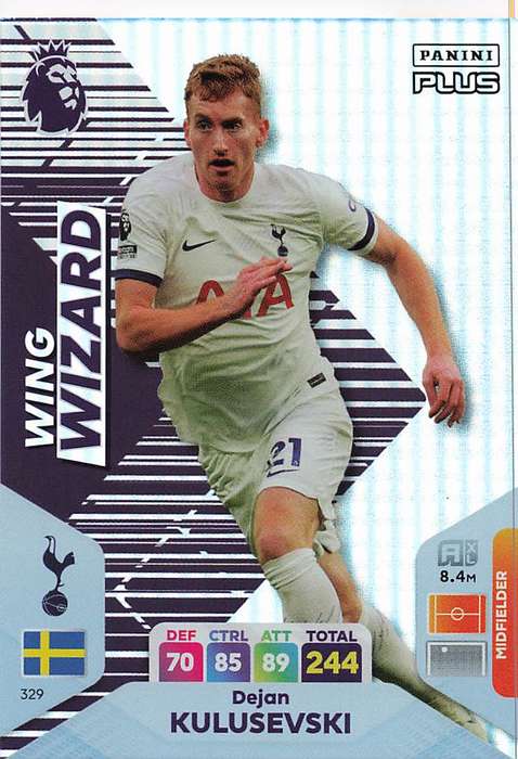 DEJAN KULUSEVSKI - PANINI E/Premier League 2024 -FOIL `WING WIZARD` TRADING CARD 329