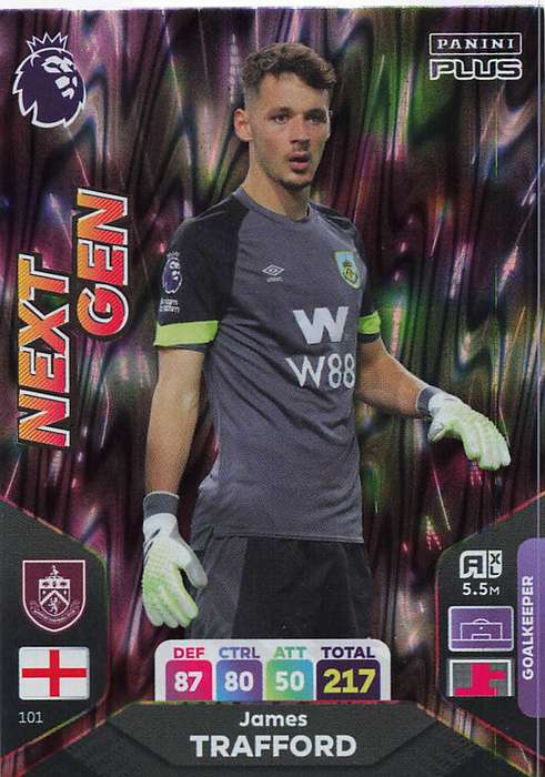 JAMES TRAFFORD - PANINI E/Premier League PLUS 2024 -FOIL `NEXT GEN` TRADING CARD 101