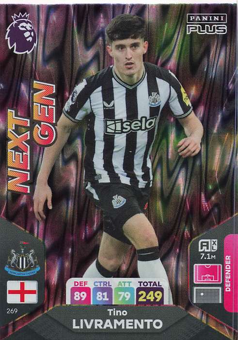 TINO LIVRAMENTO - PANINI E/Premier League PLUS 2024 -FOIL `NEXT GEN` TRADING CARD 269