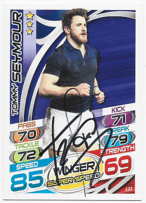 TOMMY SEYMOUR (Scotland) - TOPPS `RUGBY WORLD CUP` 2015 - Personally SIGNED TRADING CARD